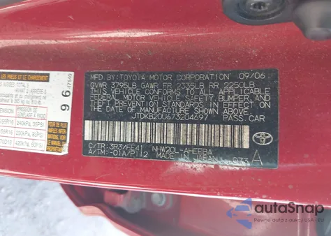 2007 Toyota Prius Touring из США, поврежденный, VIN JTDKB20U673204697